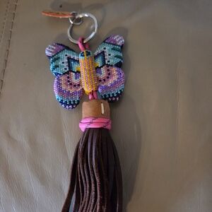 Consuela Colorful Beaded Butterfly Charm with Tassel